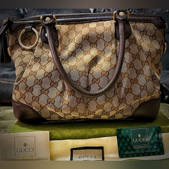 Gucci Handbags - Authentic Gucci Brown Shoulder Bag with Monogram Canvas